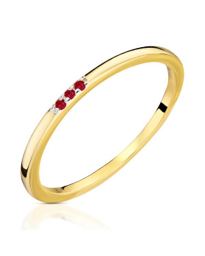Delicate gold 14k ring with red stones