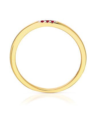Delicate gold 14k ring with red stones