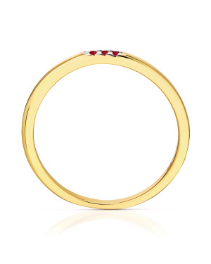 Delicate gold 14k ring with red stones