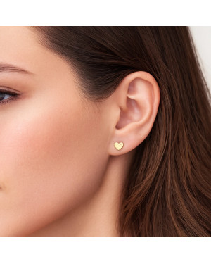 Gold heart earrings with a small stone 14k