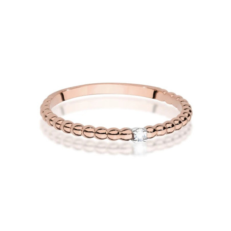 Gold Ring 585 Rose Gold with a 0.02ct diamond