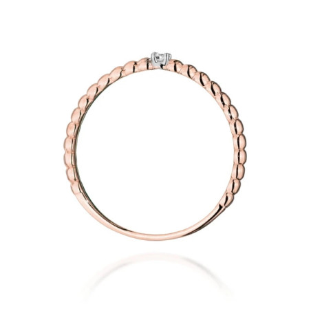 Gold Ring 585 Rose Gold with a 0.02ct diamond