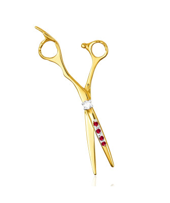 Golden scissors adorned with rhinestones