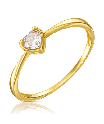 Ring with a heart in the middle cubic zirconia 8k