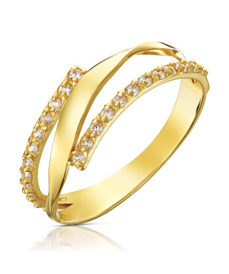 Gold ring 8k interwoven white stones