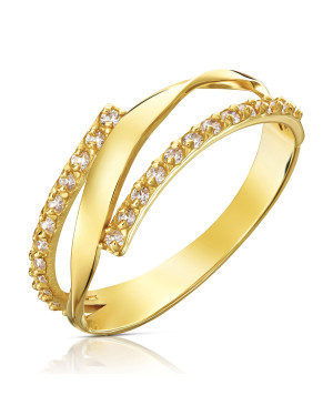 Gold ring 8k interwoven white stones