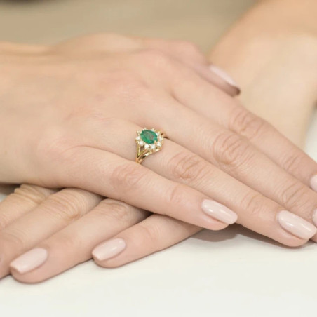 Gold ring with diamond EY-37 emerald | GoldJewellery