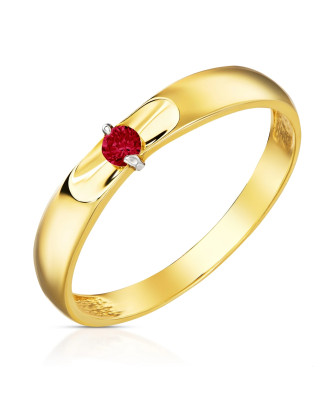 14k gold ring with red zirconia