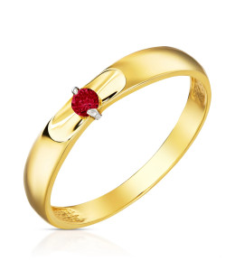 14k gold ring with red zirconia