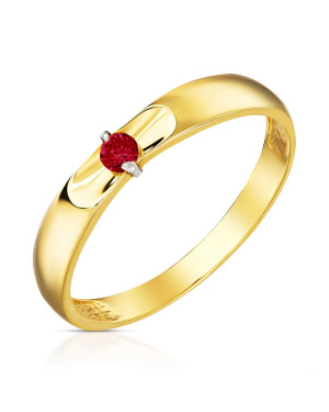 14k gold ring with red zirconia