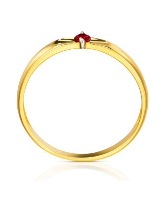 14k gold ring with red zirconia