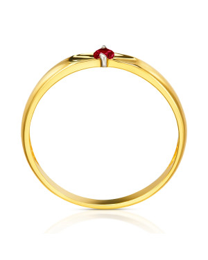 14k gold ring with red zirconia