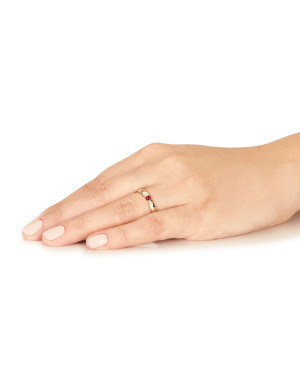 14k gold ring with red zirconia