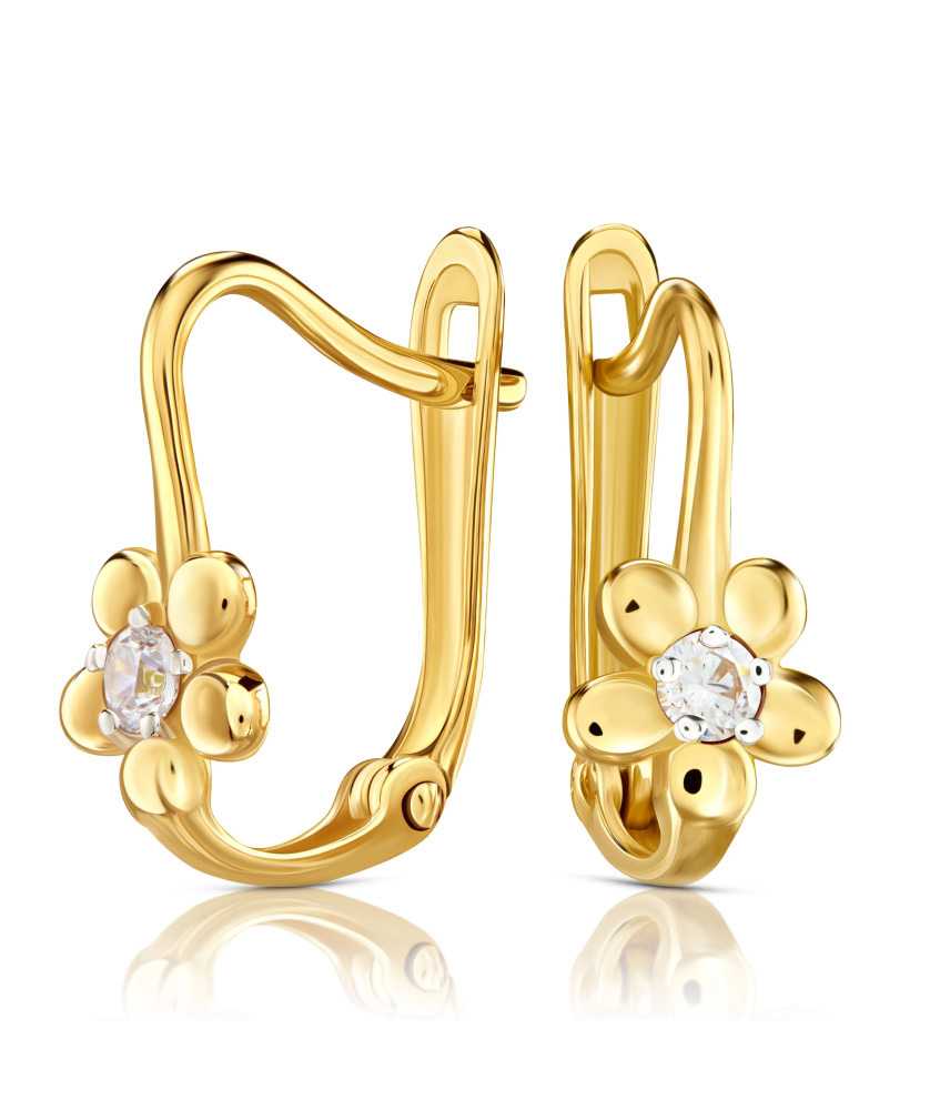 Earrings for a girl flower with white zirconia 8k test