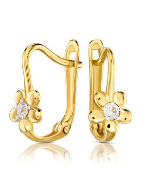 Earrings for a girl flower with white zirconia 8k test