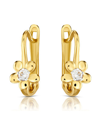Earrings for a girl flower with white zirconia 8k test