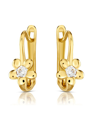 Earrings for a girl flower with white zirconia 8k test