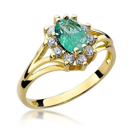Gold ring with diamond EY-37 emerald | GoldJewellery