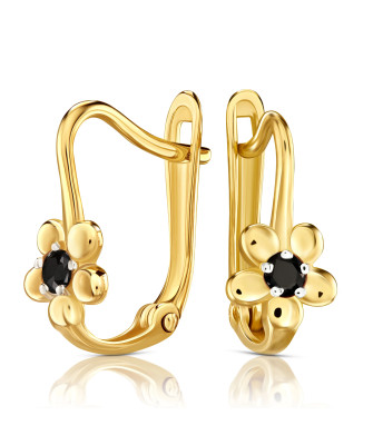 Earrings for communion flower black stone 8k test