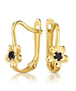 Earrings for communion flower black stone 8k test