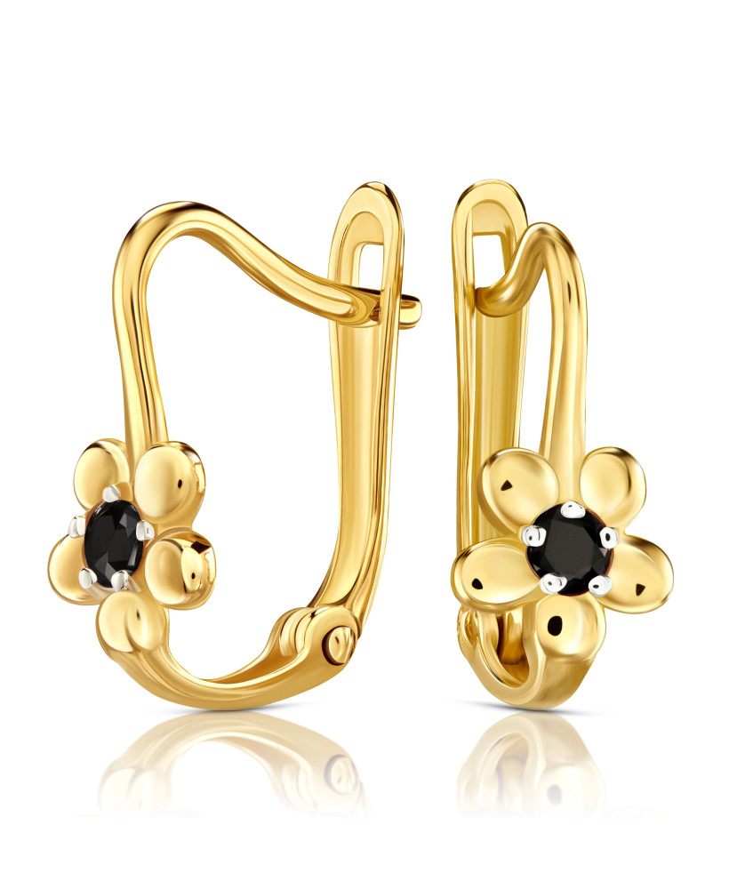 Earrings for communion flower black stone 8k test