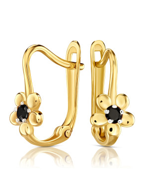 Earrings for communion flower black stone 8k test