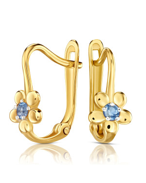 Earrings for a girl flower with blue zirconia 8k test