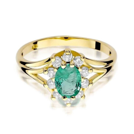 Gold ring with diamond EY-37 emerald | GoldJewellery