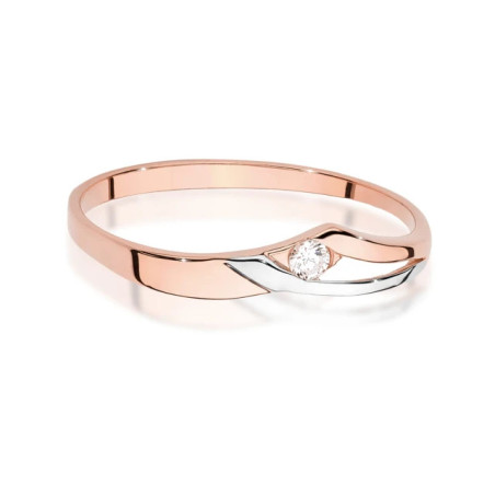 Gold Ring 585 Rose Gold Diamond 0.04ct certified