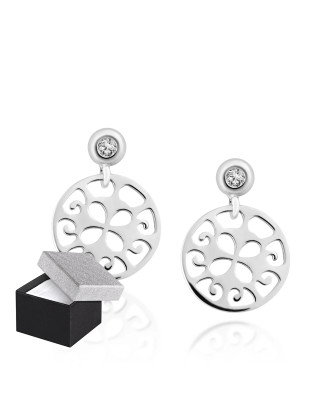 Silver earrings Oriental Summer with zirconia 1.5 mm