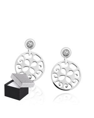 Silver earrings Oriental Summer with zirconia 1.5 mm