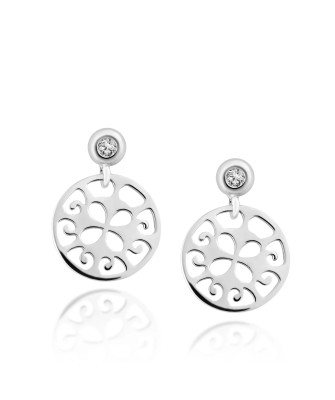 Silver earrings Oriental Summer with zirconia 1.5 mm