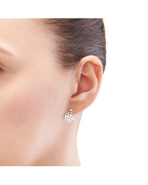 Silver earrings Oriental Summer with zirconia 1.5 mm