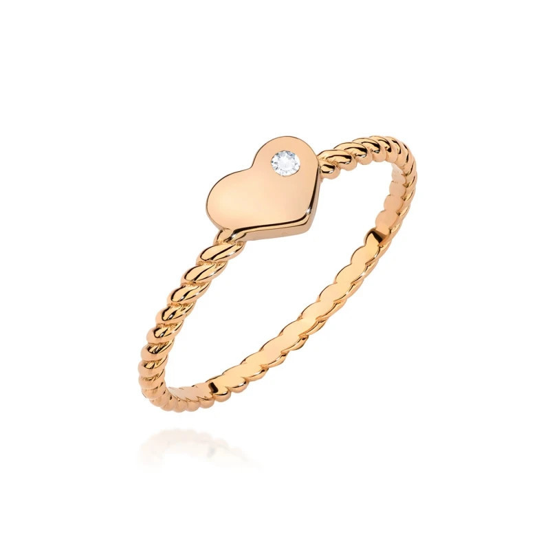 Gold Ring 585 Rose Gold Heart Diamond 0.03ct certificate