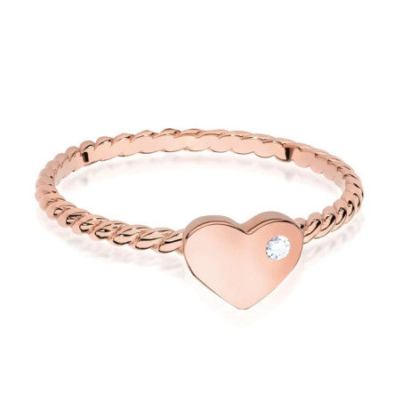 Gold Ring 585 Rose Gold Heart Diamond 0.03ct certificate