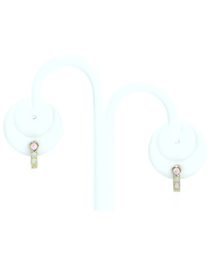 Pink heart earrings for a girl 14k gold