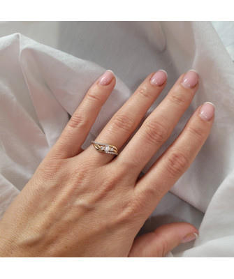 Gold ring wave with cubic zirconia 8k