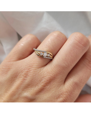 Gold ring wave with cubic zirconia 8k