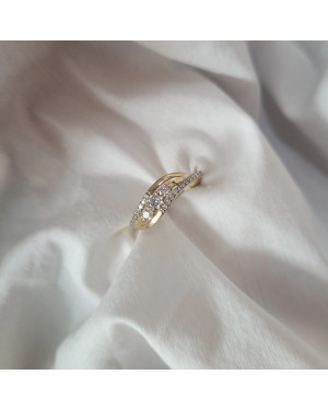 Gold ring wave with cubic zirconia 8k