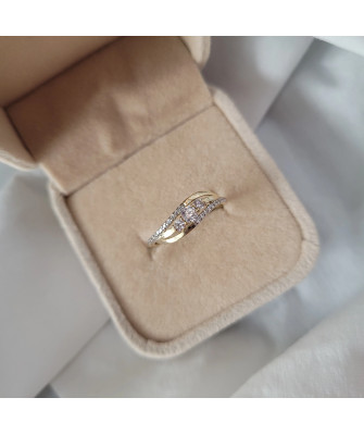 Gold ring wave with cubic zirconia 8k
