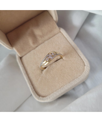 Gold ring wave with cubic zirconia 8k