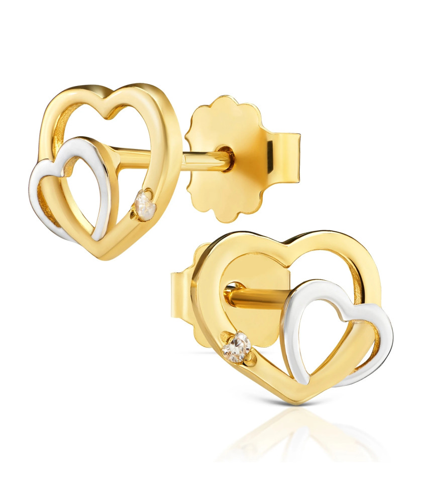 Double heart gold earrings 8k
