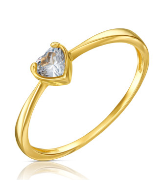 Ring with a heart in the middle blue zirconia