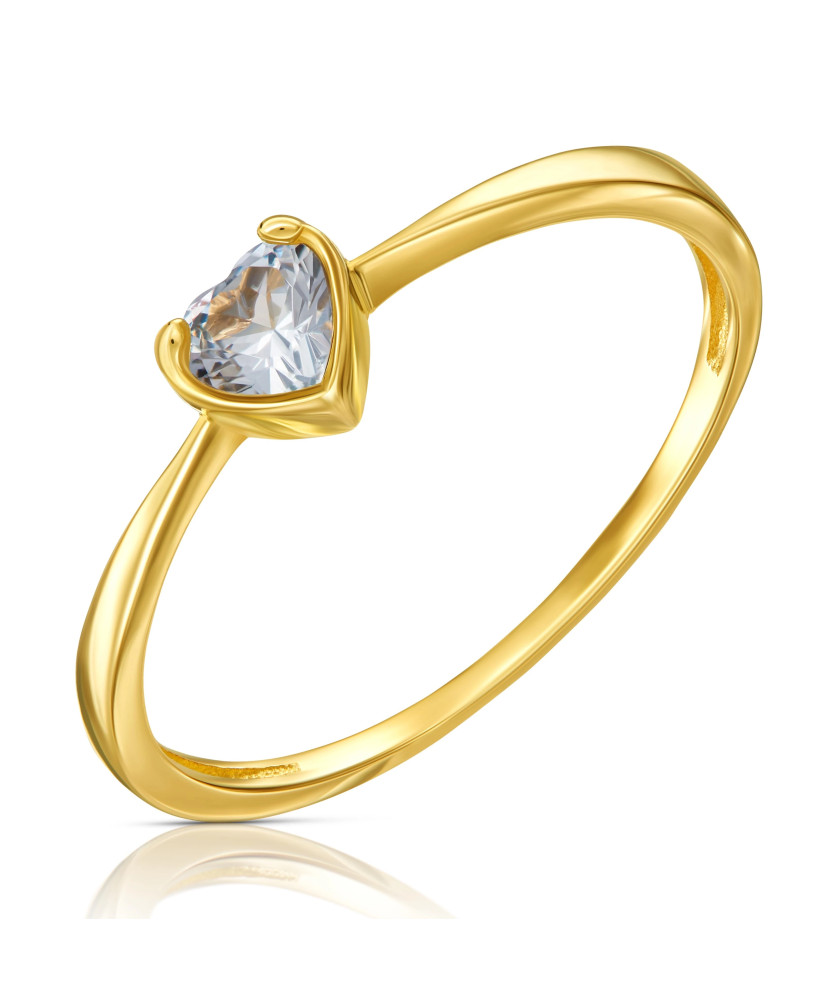 Ring with a heart in the middle blue zirconia