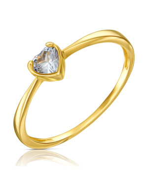 Ring with a heart in the middle blue zirconia