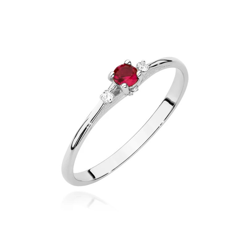 Gold Ring 585 White Gold With Ruby 0.15ct certificate Gold Ring 585 White Gold With Ruby 0.15ct certificate