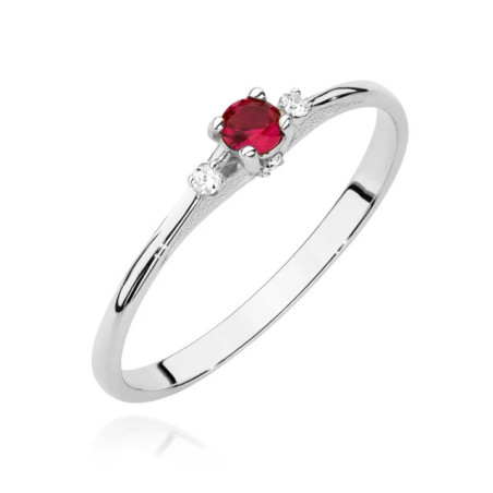 Gold Ring 585 White Gold With Ruby 0.15ct certificate