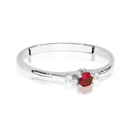 Gold Ring 585 White Gold With Ruby 0.15ct certificate