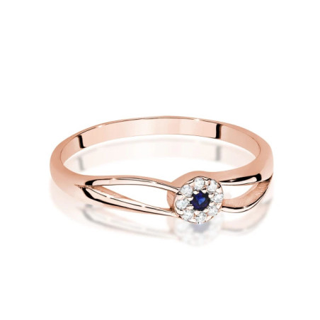Gold Ring 585 Rose Gold Diamond With Sapphire 0.03ct certificate