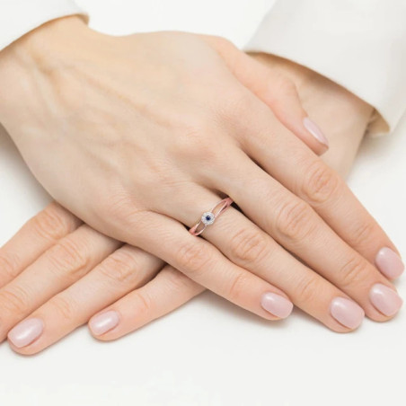 Gold Ring 585 Rose Gold Diamond With Sapphire 0.03ct certificate
